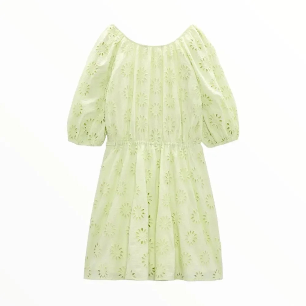 ZARA | Light Yellow | OPENWORK EMBROIDERED DRESS - Picture 3 of 13